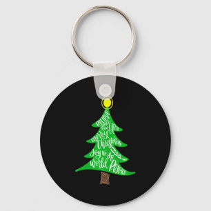Merry Christmas Tree Tygraphy For Men Women Kid Keychain