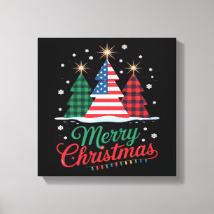 Merry Christmas Tree US Flag Santa EssentialMerry Canvas Print