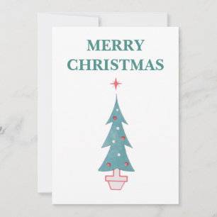 Merry Christmas Tree Vintage 1950s Print Christmas Thank You Card