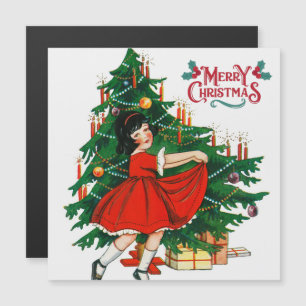 Merry christmas tree vintage art  card