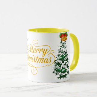 Merry Christmas Tree Watercolor Custom mug
