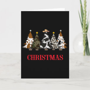 Merry Christmas Tree Western Cowhide Xmas Cowboy F Card