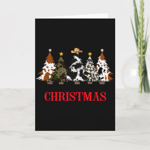 Merry Christmas Tree Western Cowhide Xmas Cowboy F Card