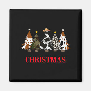 Merry Christmas Tree Western Cowhide Xmas Cowboy F Magnet