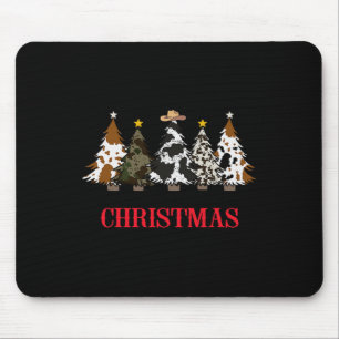 Merry Christmas Tree Western Cowhide Xmas Cowboy F Mouse Pad