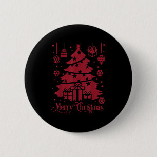 Merry Christmas Tree With Snowflakes Holiday Festi 2 Inch Round Button