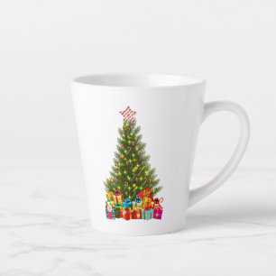 Merry Christmas Tree with Star Presents Holiday Latte Mug