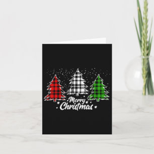 Merry Christmas Tree Xmas Buffalo Plaid Red White  Card