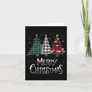 Merry Christmas Tree Xmas Buffalo Plaid Red White Card