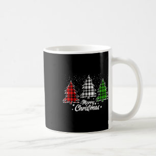 Merry Christmas Tree Xmas Buffalo Plaid Red White  Coffee Mug