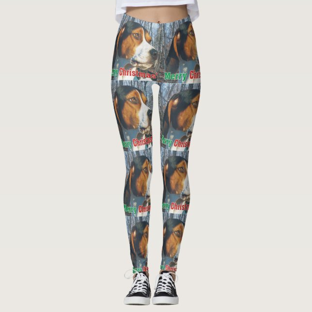 Merry Christmas Treeing Walker Coonhound Leggings (Front)