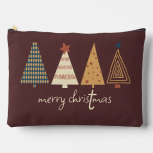 Merry Christmas Trees Brown Accessory Pouch