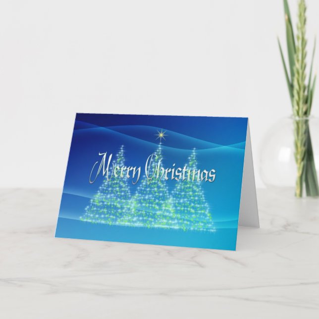 MERRY CHRISTMAS TREES by SHARON SHARPE Holiday Card (Front)