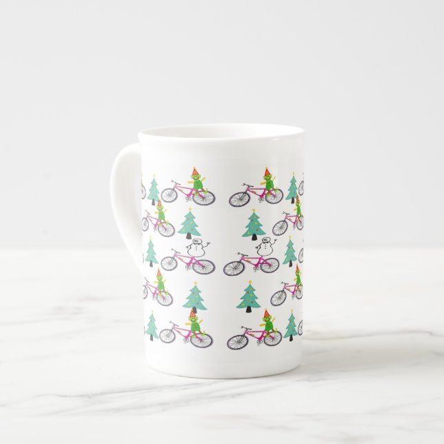 Merry Christmas Trees, Elf  Bone China Mug (Front Left)