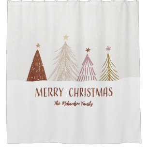 Merry Christmas Trees Family Name Elegant Holiday