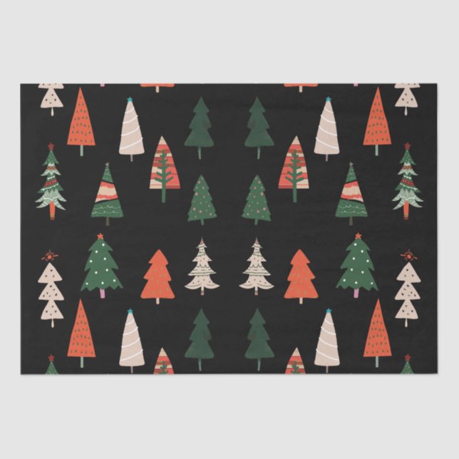 Merry Christmas Trees Festive  Tissue Paper (Front)