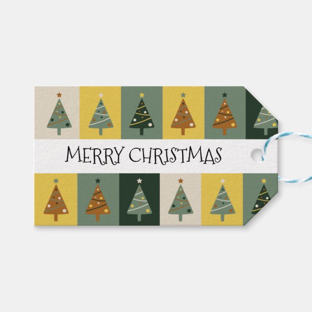 Merry Christmas Trees  Gift Tags (Front (Horizontal))