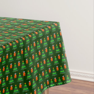 Merry Christmas Trees & Gifts Red Green  Tablecloth