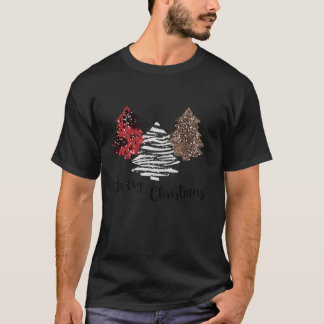 Merry Christmas Trees Leopard Buffalo Plaid For Wo T-Shirt