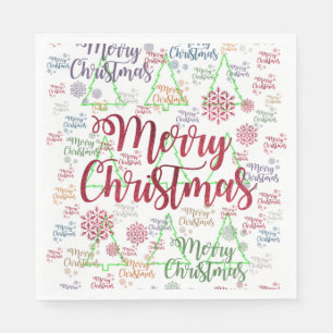 Merry Christmas Trees Paper Napkins 