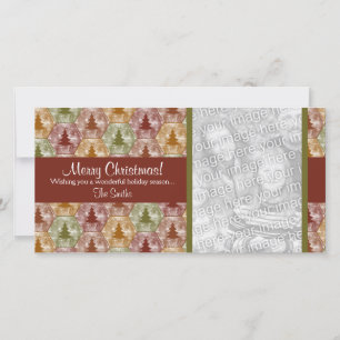 Merry Christmas Trees Photo Card in Red and Green