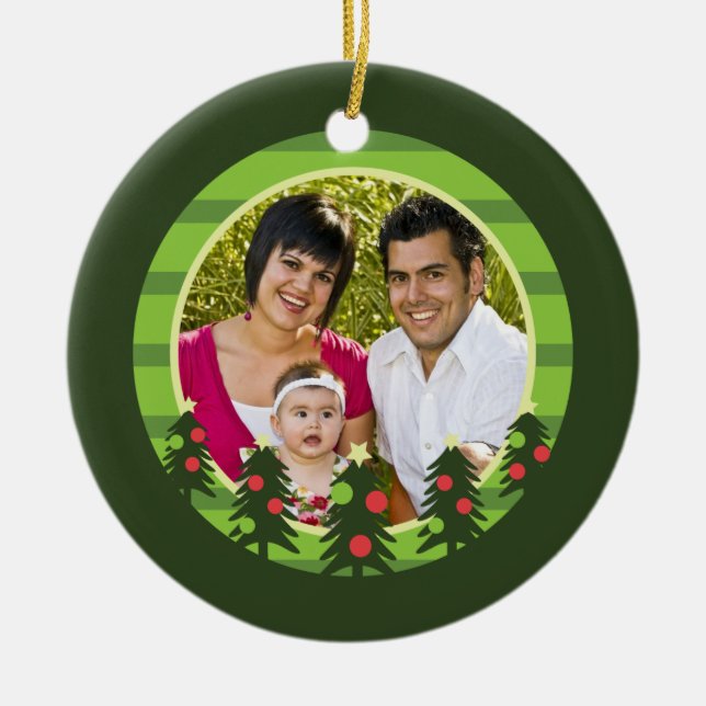 Merry Christmas Trees Photo Ornament (Front)
