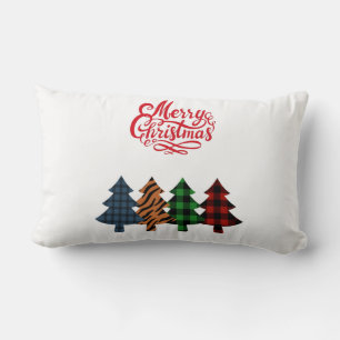 merry christmas trees plaid Two-Tone coffee mug Lumbar Pillow