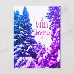MERRY CHRISTMAS TREES PURPINK POSTCARD