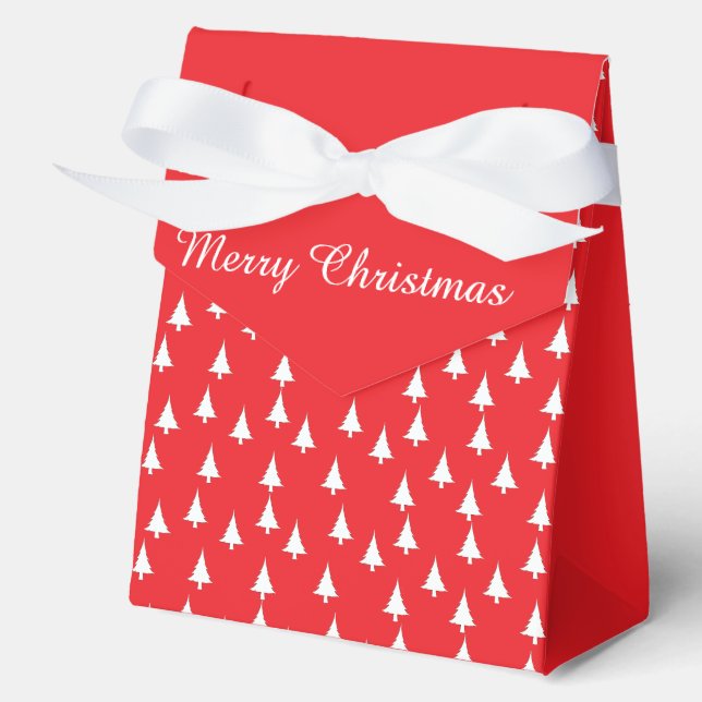 Merry Christmas Trees Red  Favor Box (Front)