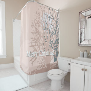 Merry Christmas trees silhouette in blush pink bei