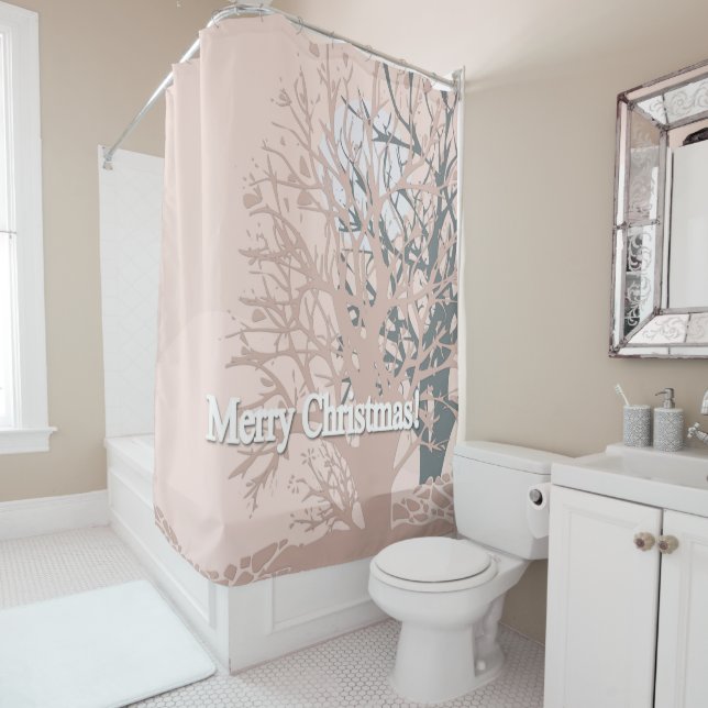 Merry Christmas trees silhouette in blush pink bei (In Situ)