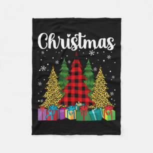 Merry Christmas Trees With Cheetah Print Buffalo C Fleece Blanket