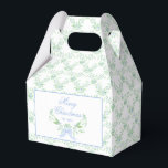 Merry Christmas Trellis and Swag with Blue Bow Favor Box<br><div class="desc">This chic favour box features a grandmillennial Christmas design with a blue and green holly swag with blue bow with text that says "Merry Christmas to You." The background has decorative Blue and green trellis pattern.</div>