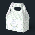 Merry Christmas Trellis and Swag with Blue Bow Favor Box<br><div class="desc">This chic favour box features a grandmillennial Christmas design with a blue and green holly swag with blue bow with text that says "Merry Christmas to You." The background has decorative Blue and green trellis pattern.</div>