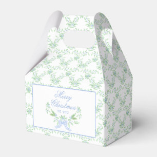 Merry Christmas Trellis and Swag with Blue Bow Favor Box