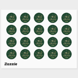 Merry Christmas Trendy Holiday Classic Round Sticker