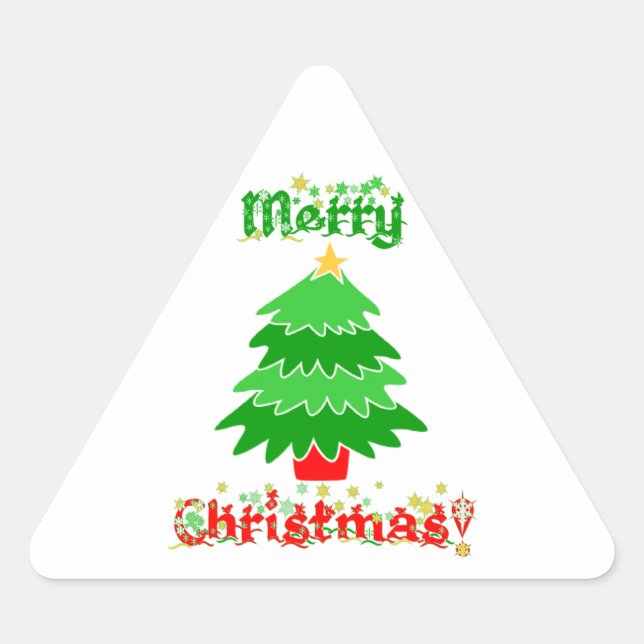 Merry Christmas Triangle Sticker (Front)