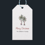 Merry Christmas Tropical Palm Trees Beach  Gift Tags<br><div class="desc">Merry Christmas holiday gift tag,  with a beach palm trees and string lights illustration. With customizable typography lettering,  you add your own information. A tropical addition to your holiday cards and gifts.</div>