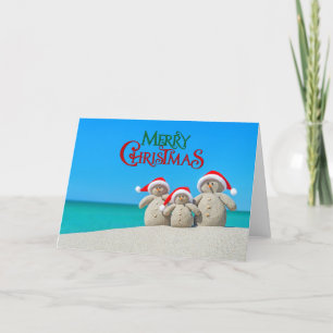 Merry Christmas tropical Snowman Holiday Card