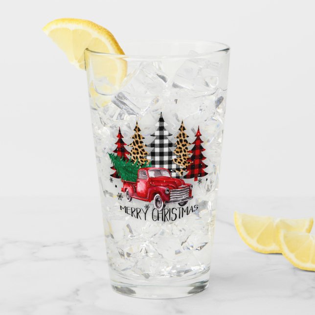 Merry Christmas truck and trees Glass (Front Ice)