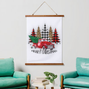 Merry Christmas truck and trees Hanging Tapestry