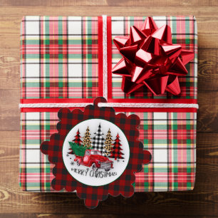 Merry Christmas truck and trees Ornament Card