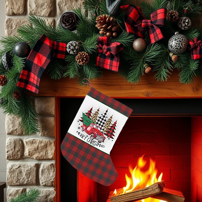 Merry Christmas truck and trees Small Christmas Stocking (Creator Uploaded)