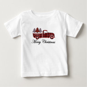 Merry Christmas Truck Cheetah Trees Baby T-Shirt