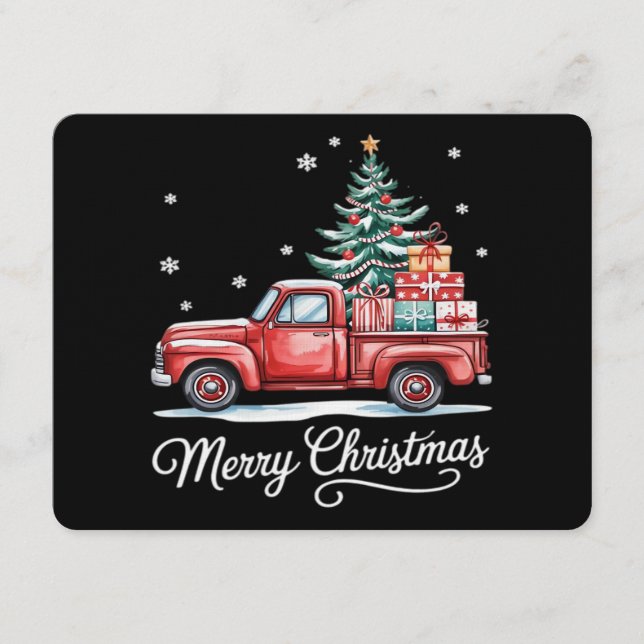 Merry Christmas Truck Funny Tree Essential Invitation (Front)