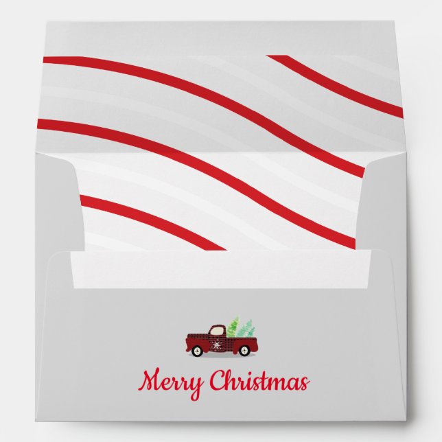 Merry Christmas  Truck Theme Holiday Red Candy   Envelope (Back (Bottom))