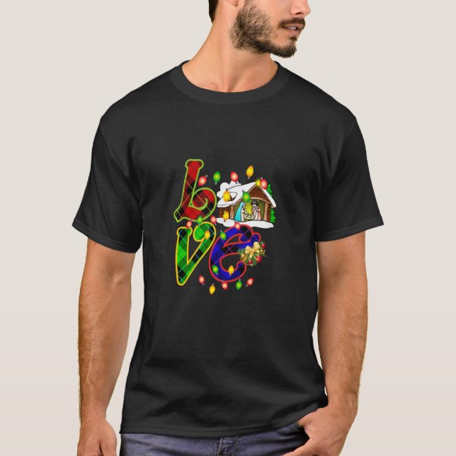 Merry Christmas True Story Love Nativity Laurie Fu T-Shirt (Front)