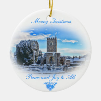 Merry Christmas {Trull Church in Snow} Ceramic Ornament