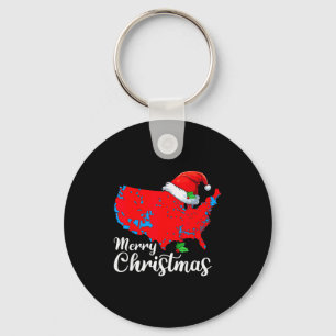 Merry Christmas Trump Patriotic Usa Map 2024 Santa Keychain