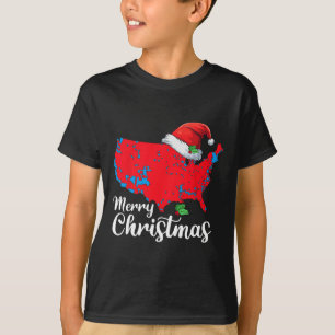 Merry Christmas Trump Patriotic Usa Map 2024 Santa T-Shirt